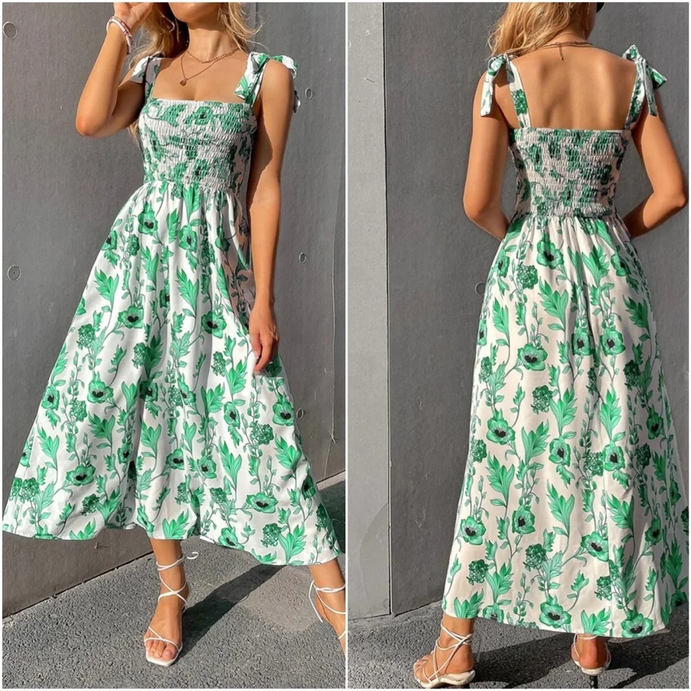 Bohemian Floral print Cottagecore Midi Dress - Picture 6 of 9